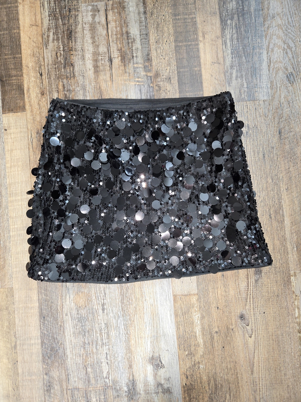 Cider Black Sequin Mini Skirt - Glossy Round Sequin Detail
